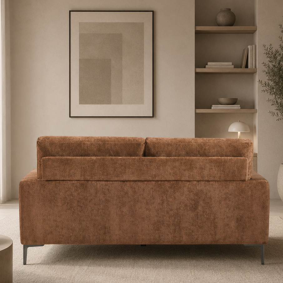 Wenda 3-Seater Fabric Upholstered Stationary Sofa - TERRACOTTA