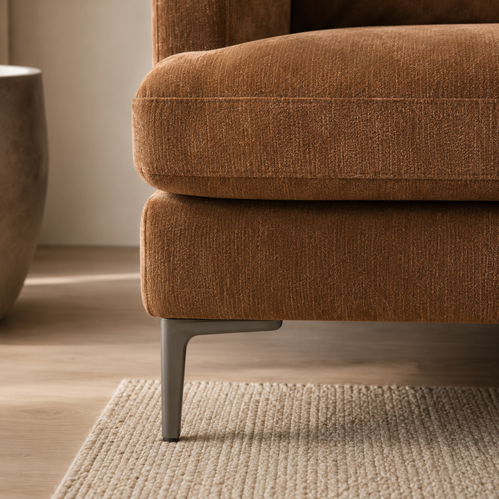 Wenda 3-Seater Fabric Upholstered Stationary Sofa - TERRACOTTA