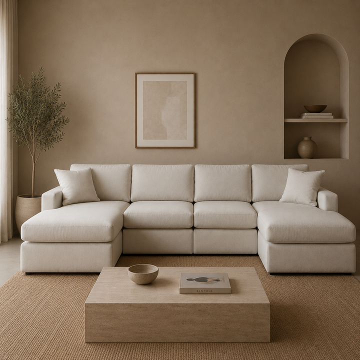 92103S19 Modmax 4-Piece Fabric Sectional Sofa With Dual Chaise - Oyster | Signature Design By Ashley