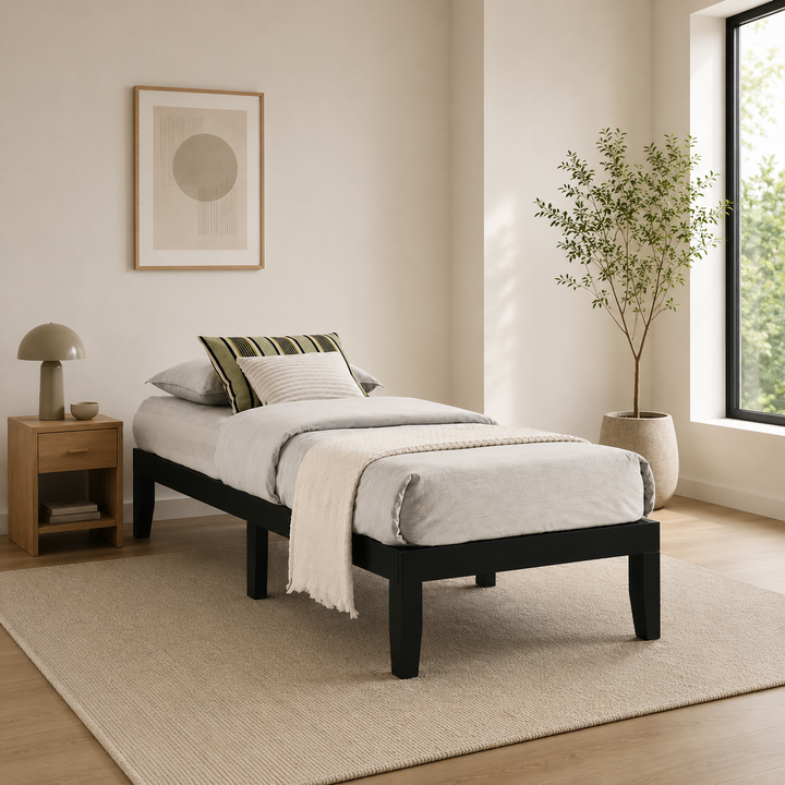 Milo Black Modern Platform Bed Frame