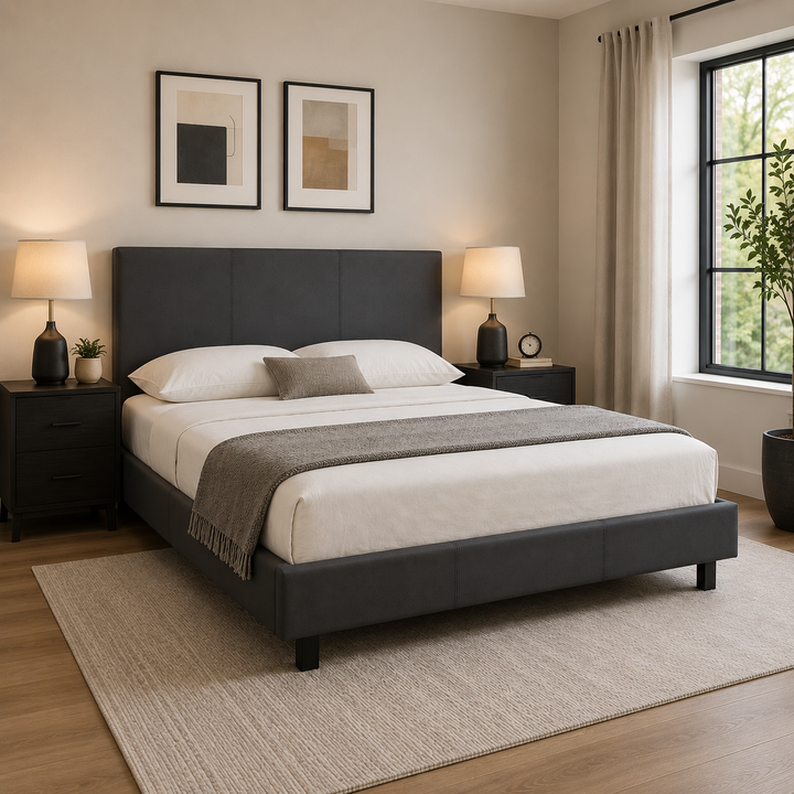 Wendy Grey Platform Bed Frame With Cozy Mattress