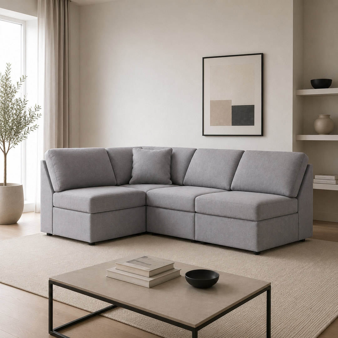 92104S71 Modmax 4-Piece Sectional Sofa In Fabric Upholstery - Granite | Signature Design By Ashley