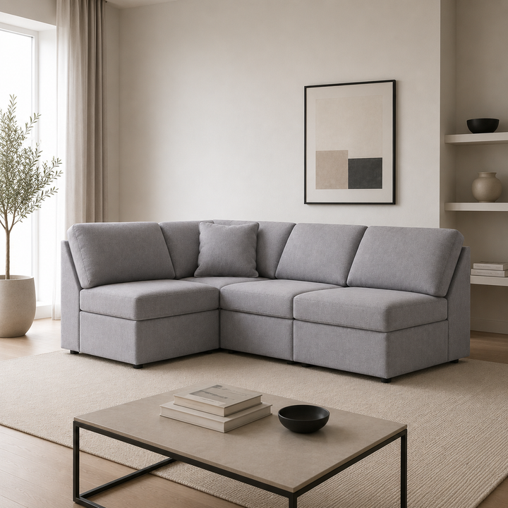 92104S71 Modmax 4-Piece Sectional Sofa In Fabric Upholstery - Granite | Signature Design By Ashley