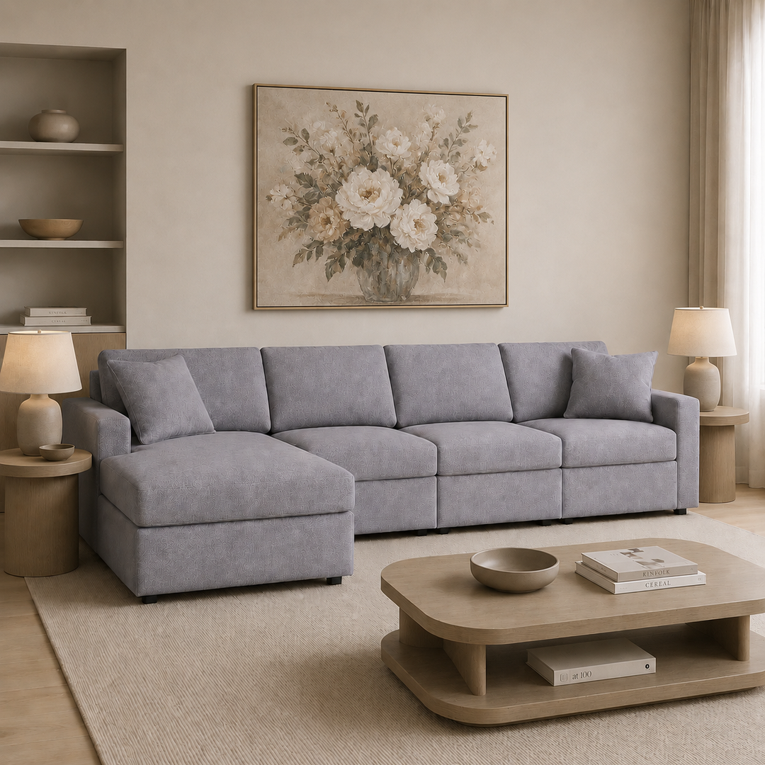 Modmax 4-Piece Fabric Sectional Sofa With Corner Chaise - Granite | Signature Design By Ashley