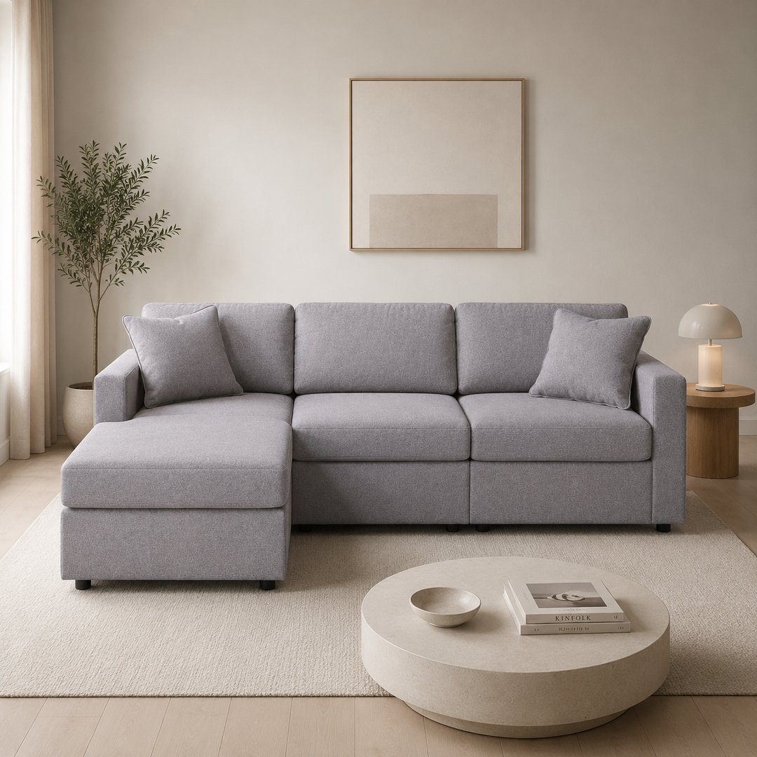 Modmax 3-Piece Fabric Sectional Sofa With Corner Chaise - Granite | Signature Design By Ashley