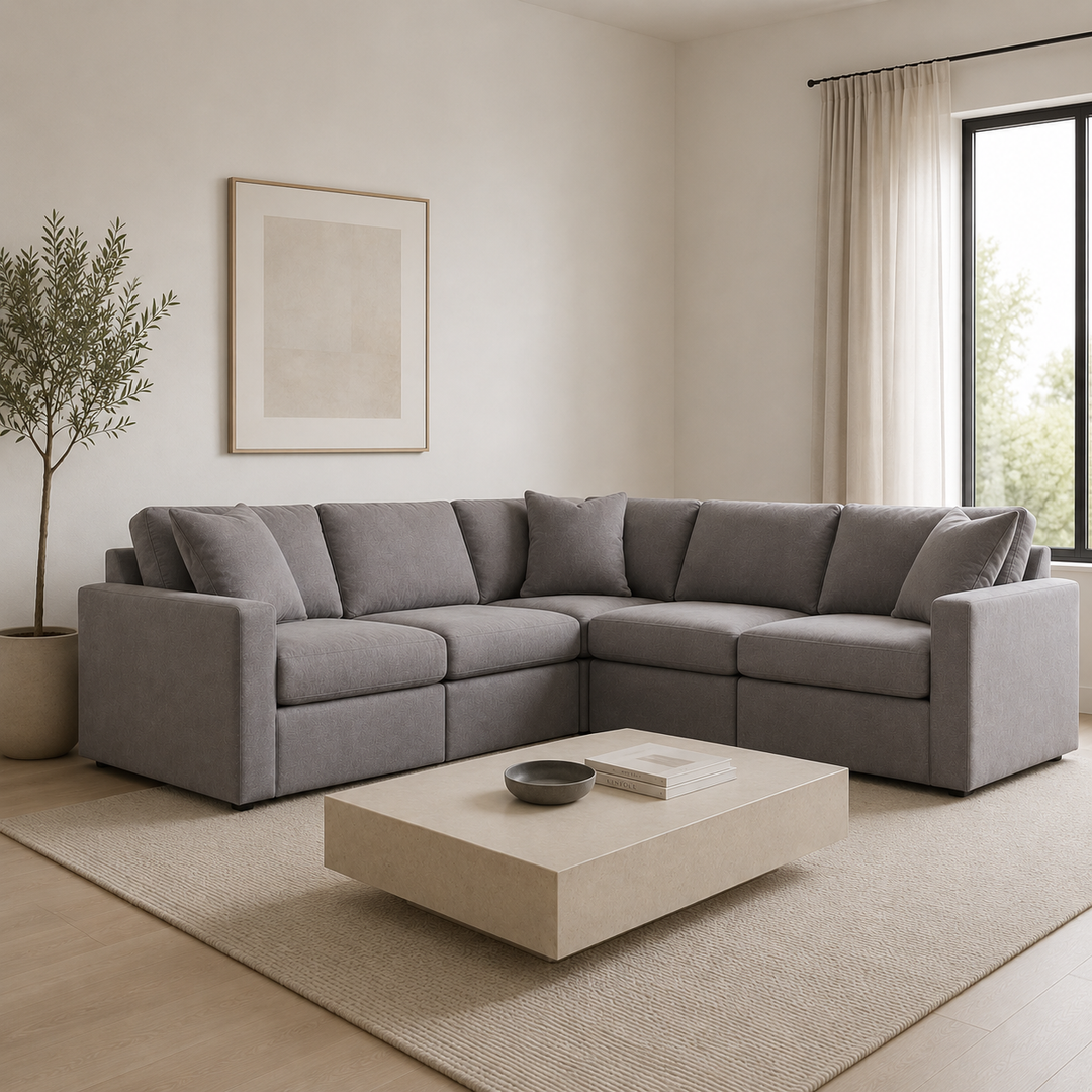 92104S6 Modmax 5-Piece Sectional Sofa In Fabric Upholstery - Granite | Signature Design By Ashley