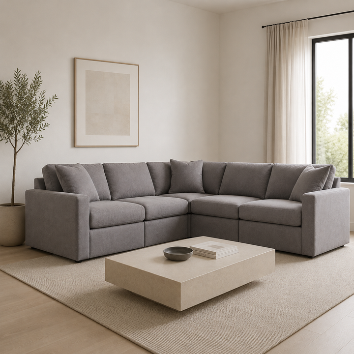 92104S6 Modmax 5-Piece Sectional Sofa In Fabric Upholstery - Granite | Signature Design By Ashley