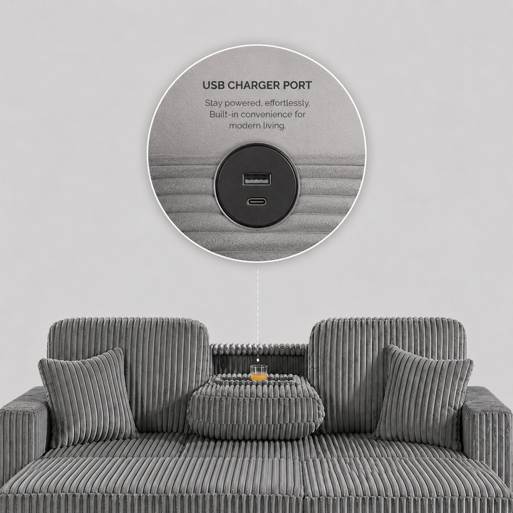 Flair Fabric Upholstered Sectional Sofa Bed With Reversible Storage Chaise - Grey