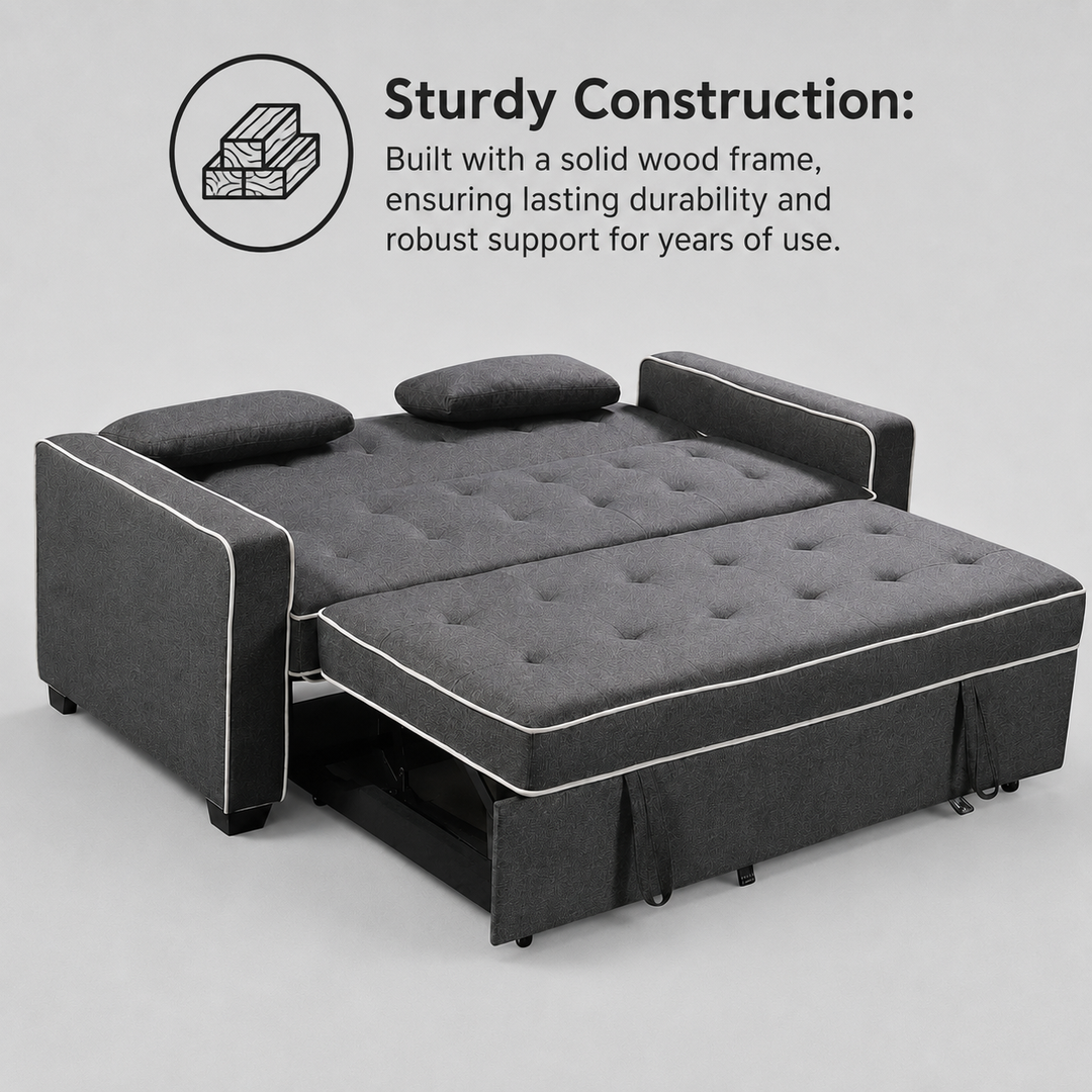 Austin Fabric Upholstered Sleeper Sofa With Built-In USB Ports - Grey