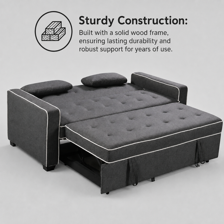 Austin Fabric Upholstered Sleeper Sofa With Built-In USB Ports - Grey