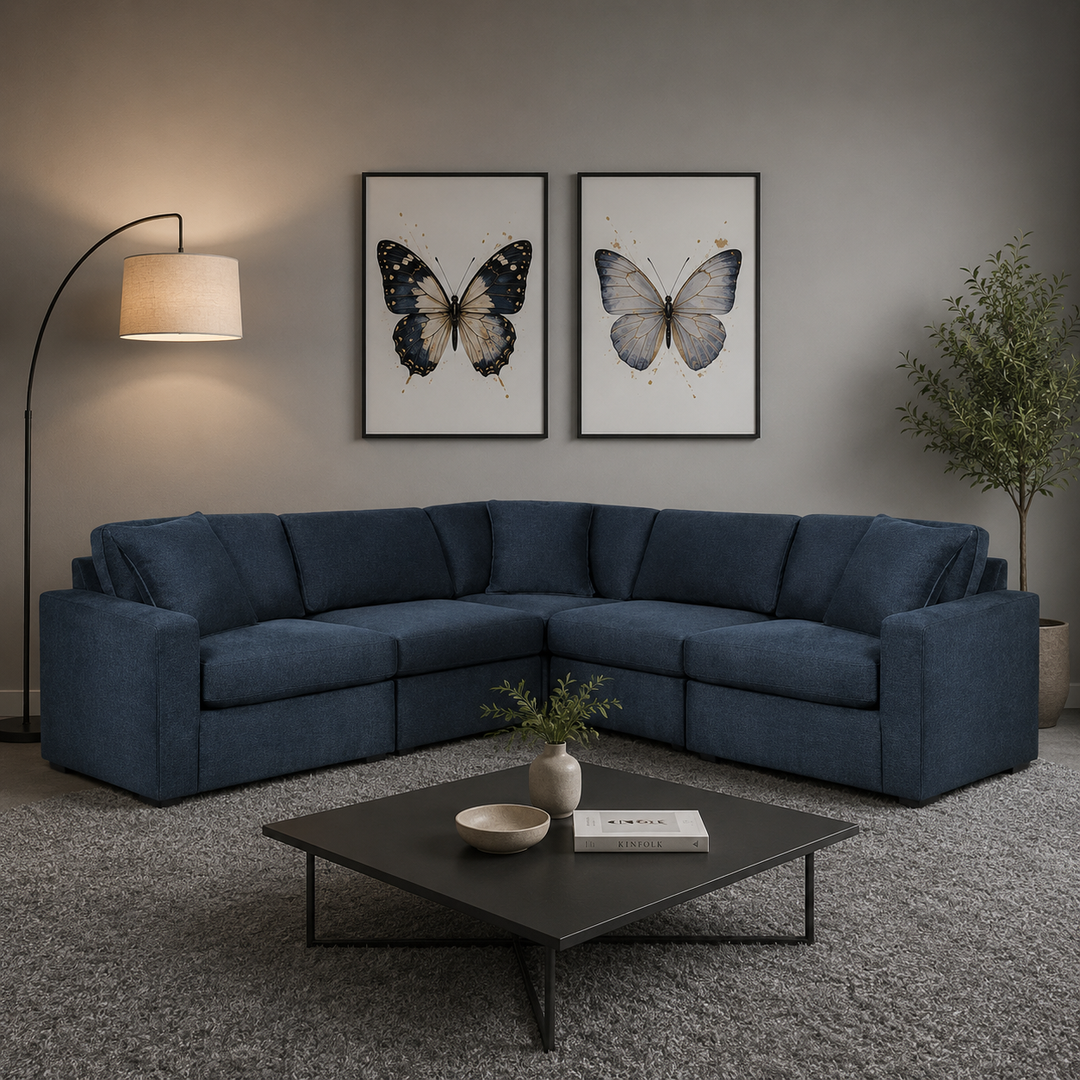 92121S6 Modmax 5-Piece Sectional Sofa In Fabric Upholstery - Ink | Signature Design By Ashley