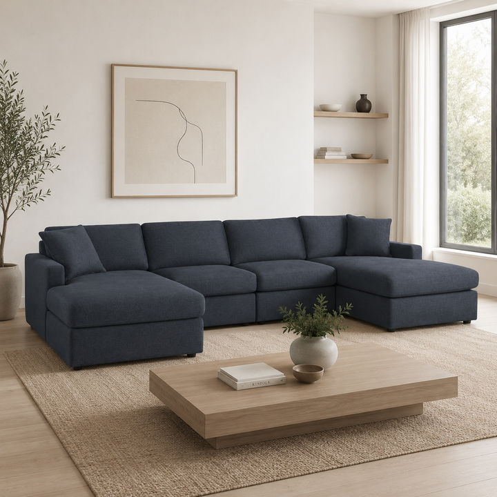 92121S19 Modmax 4-Piece Fabric Sectional Sofa With Dual Chaise - Ink | Signature Design By Ashley