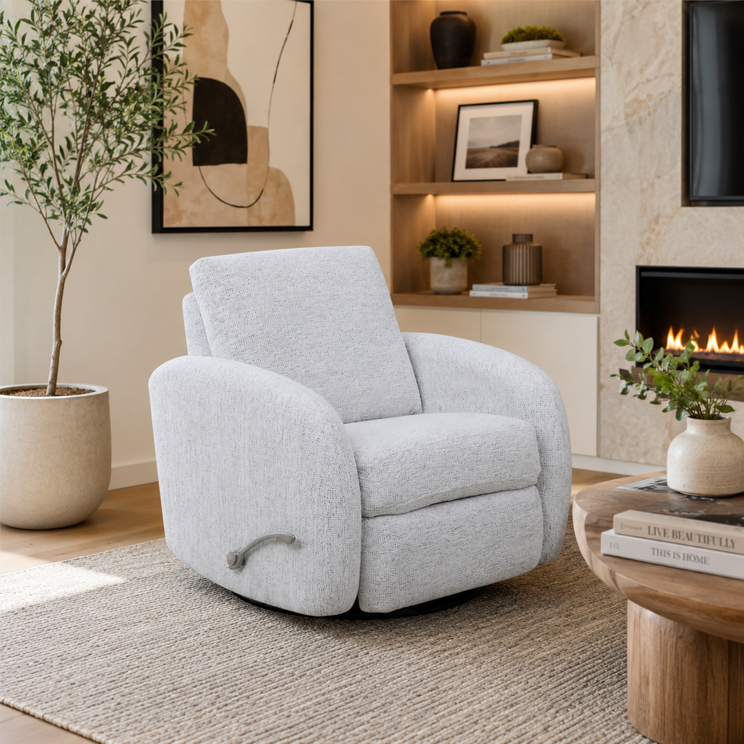 Robin Light Grey Manual Recliner Chair In Fabric Upholstery