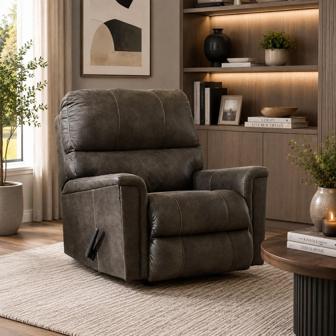 9400225C Navi Rocker Recliner Chair in Leather Upholstery - Smoke | Signature Design By Ashley