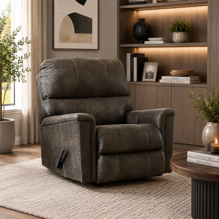 9400225C Navi Rocker Recliner Chair in Leather Upholstery - Smoke | Signature Design By Ashley