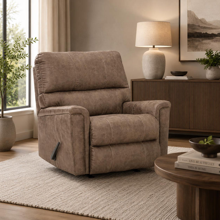 9400425C Navi Rocker Recliner Chair in Leather Upholstery - Fossil | Signature Design By Ashley