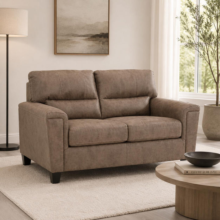 9400435 Navi Loveseat in Leather Upholstery - Fossil | Signature Design By Ashley