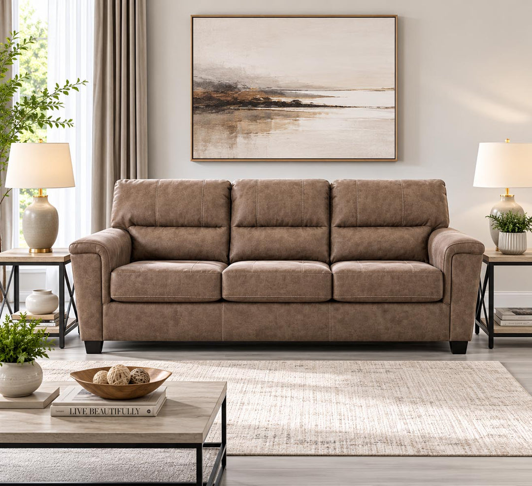 9400438 Navi Stationary Sofa in Leather Upholstery - Fossil | Signature Design By Ashley