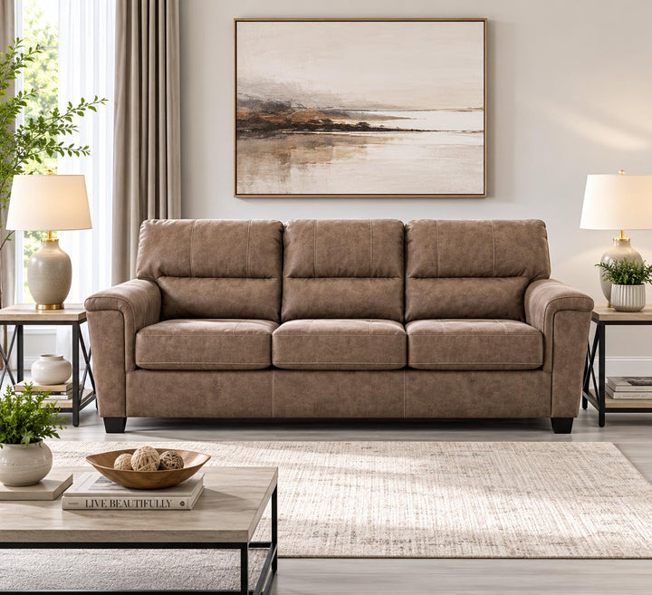 9400438 Navi Stationary Sofa in Leather Upholstery - Fossil | Signature Design By Ashley