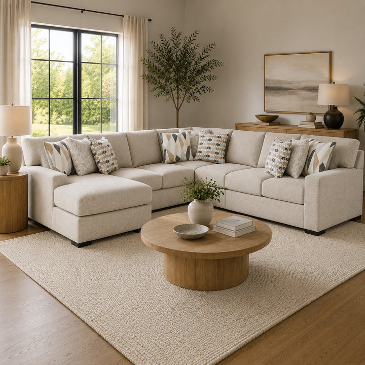 Laurelgrove 5-Piece Sectional Sofa In Fabric Upholstery - Pebble | Benchcraft By Ashley