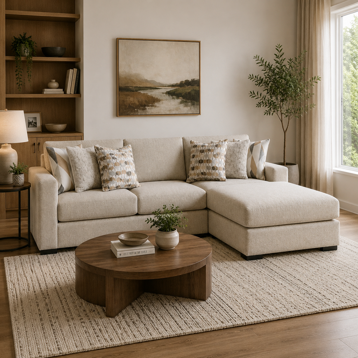 Laurelgrove 2-Piece Sectional Sofa In Fabric Upholstery - Pebble | Benchcraft By Ashley