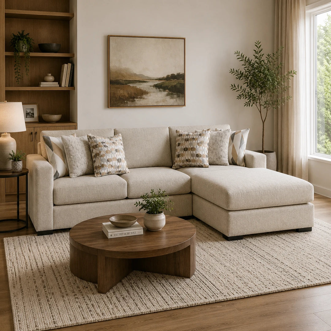 Laurelgrove 2-Piece Sectional Sofa In Fabric Upholstery - Pebble | Benchcraft By Ashley