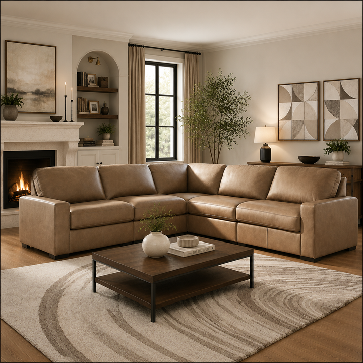 76106S17 Veronella 5-Piece Sectional Sofa In Leather Upholstery - Sahara | Benchcraft By Ashley