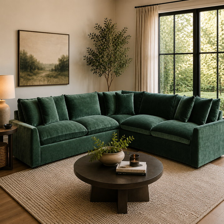 78001S1 Carriage View 3-Piece Sectional Sofa In Fabric Upholstery - Jade | Benchcraft By Ashley