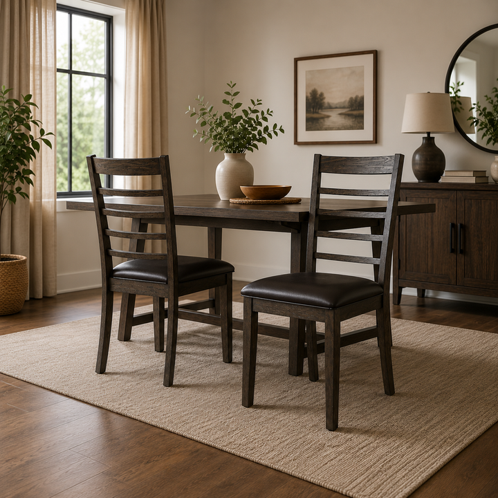 Ravenwood Espresso 5-Piece Dining Set With Fabric Upholstered Chairs