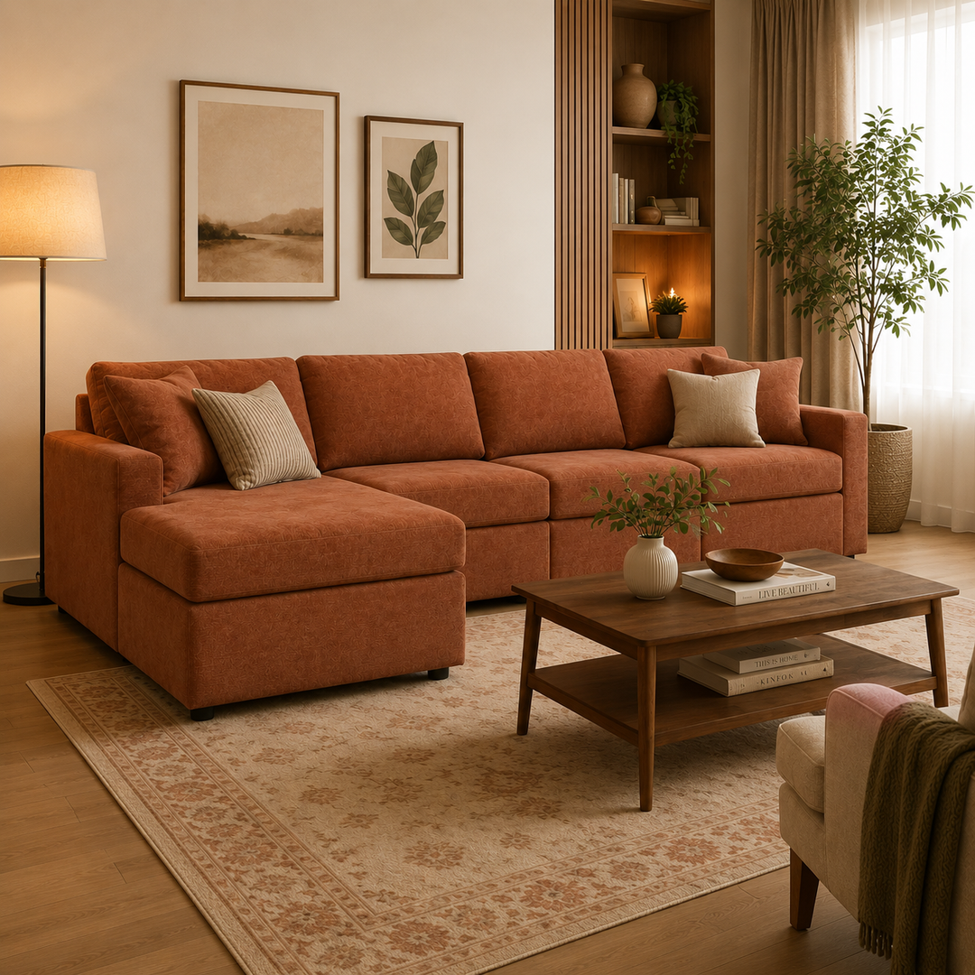 Modmax 4-Piece Fabric Sectional Sofa With Corner Chaise - Spice | Signature Design By Ashley