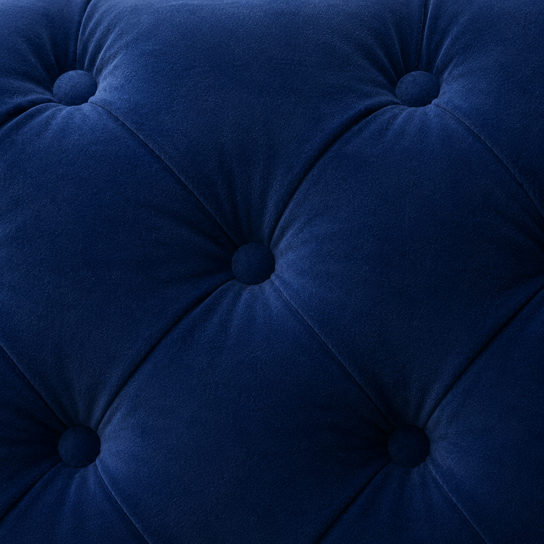Oakley Blue 3-Piece Sofa Set In Velvet Upholstery