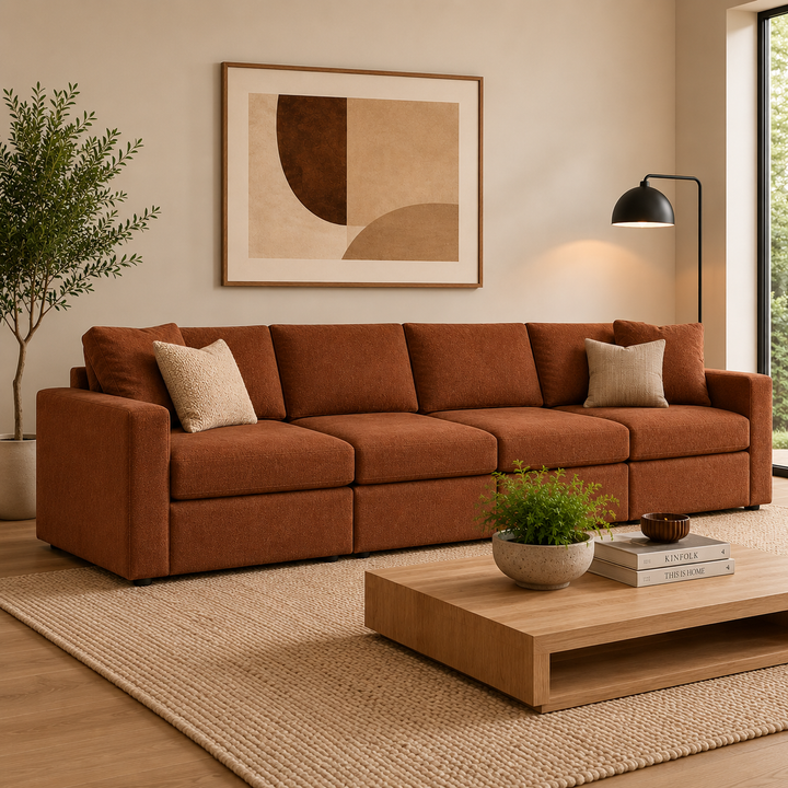 92102S10 Modmax 4-Piece Modular Sofa In Fabric Upholstery - Spice | Signature Design By Ashley