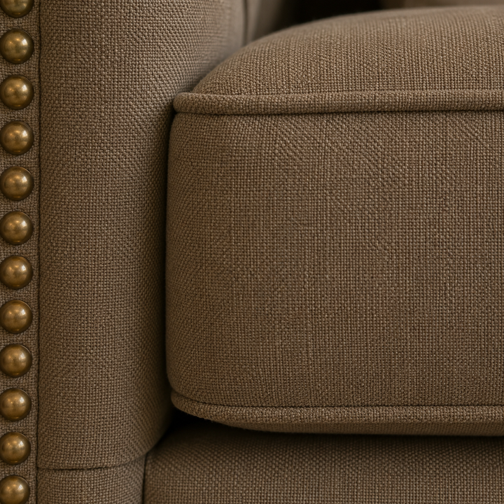 Makron Beige 3-Piece Stationary Sofa Set In Velvet Upholstery