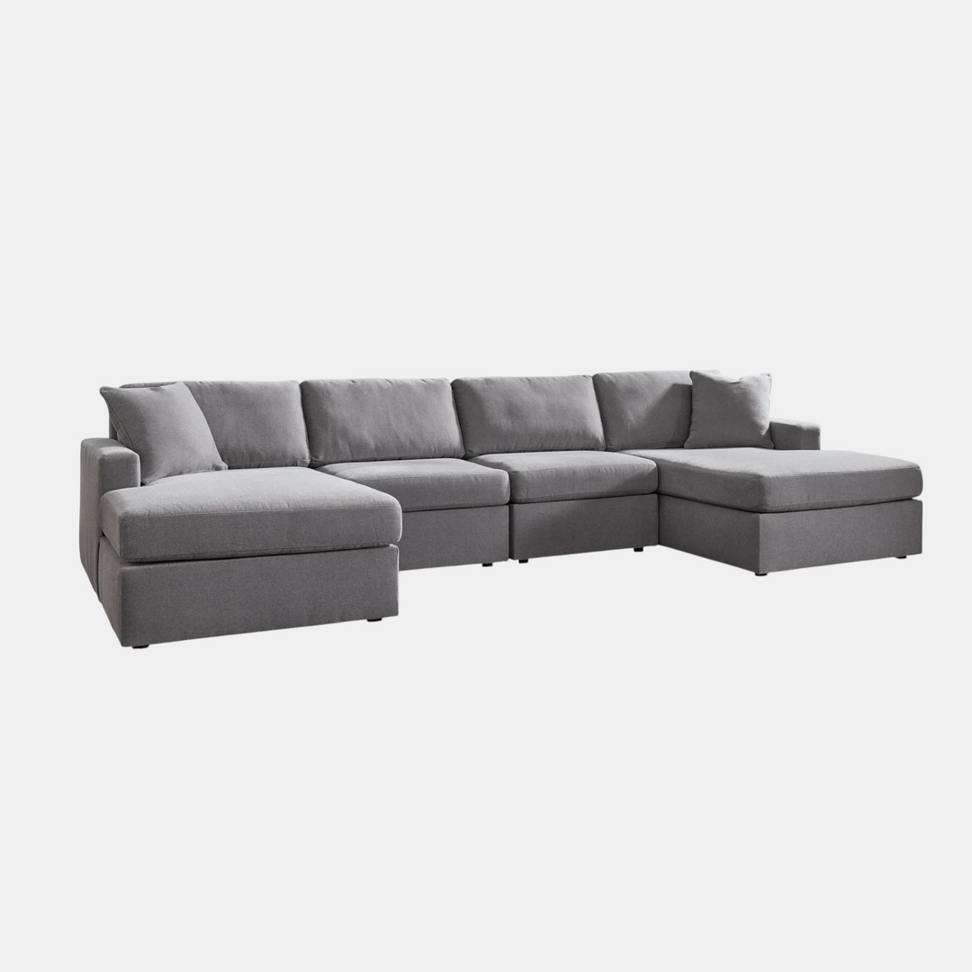 92104S19 Modmax 4-Piece Fabric Sectional Sofa With Dual Chaise - Granite | Signature Design By Ashley
