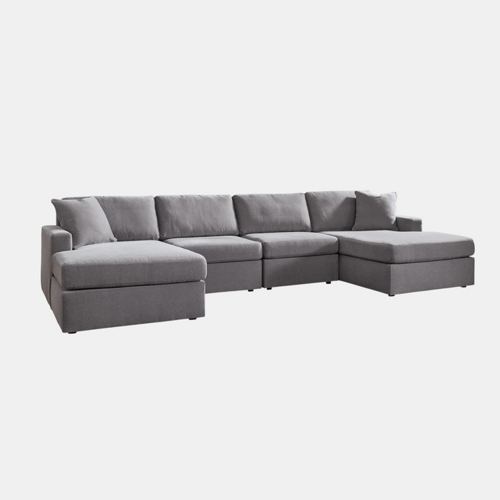 92104S19 Modmax 4-Piece Fabric Sectional Sofa With Dual Chaise - Granite | Signature Design By Ashley