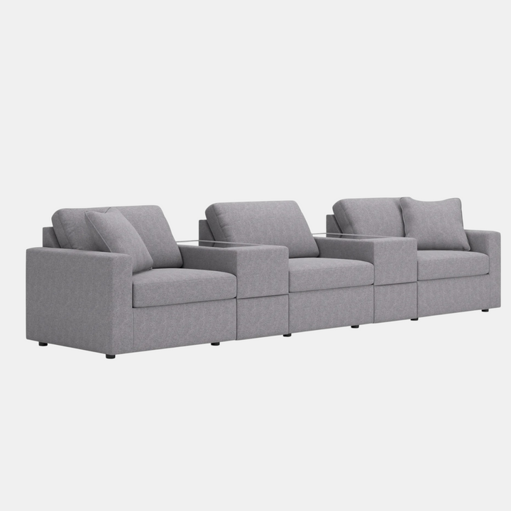 92104S9 Modmax 5-Piece Fabric Modular Sofa With Dual Storage Console - Granite | Signature Design By Ashley