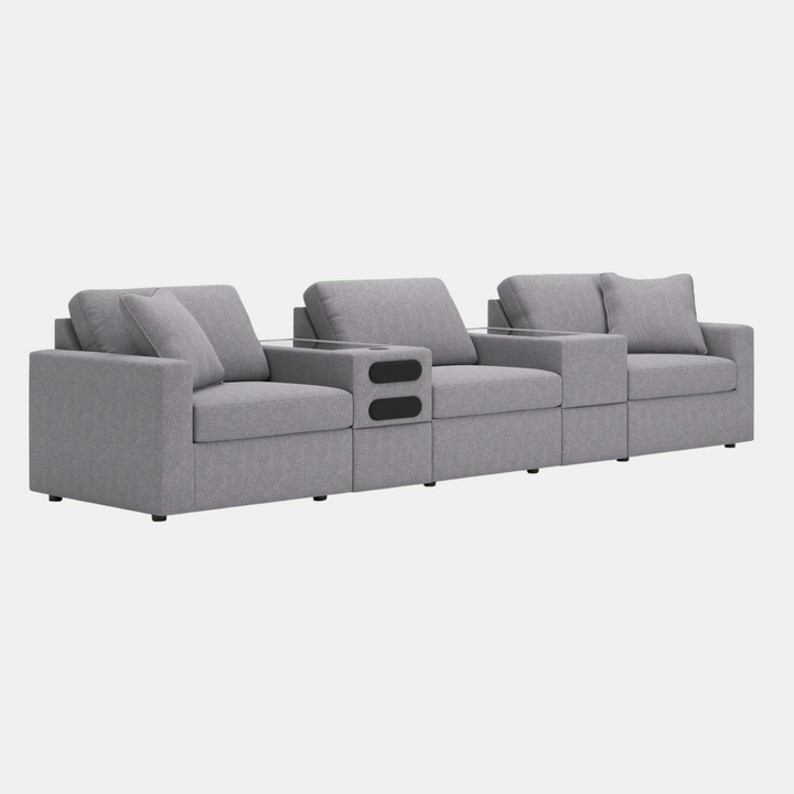 92104S64 Modmax 5-Piece Fabric Modular Sofa With Storage &amp; Audio System Console - Granite | Signature Design By Ashley