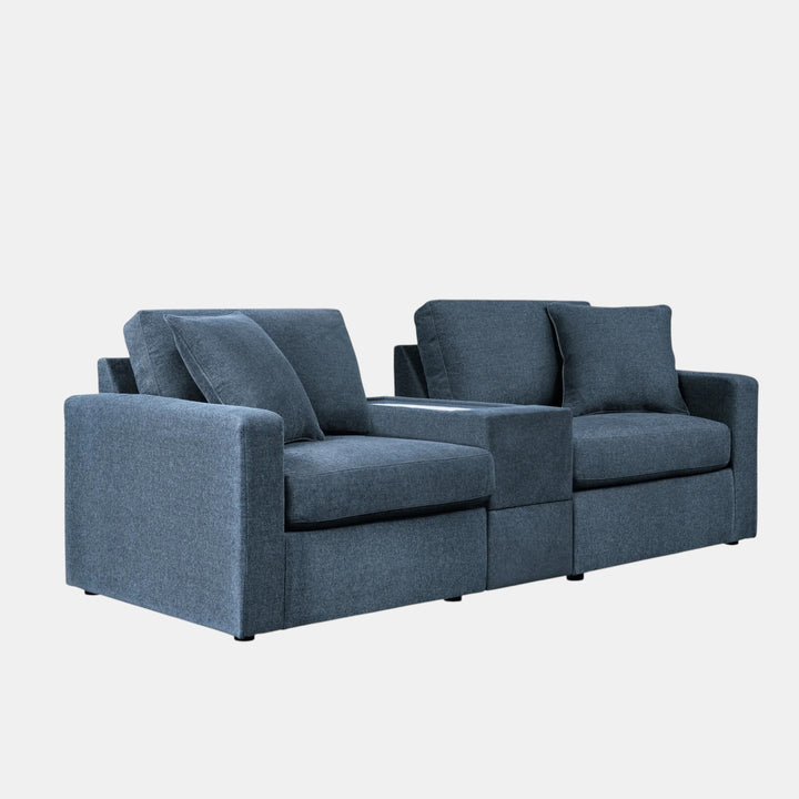 92101S3 Modmax 3-Piece Fabric Modular Loveseat With Storage Console - Ink | Signature Design By Ashley