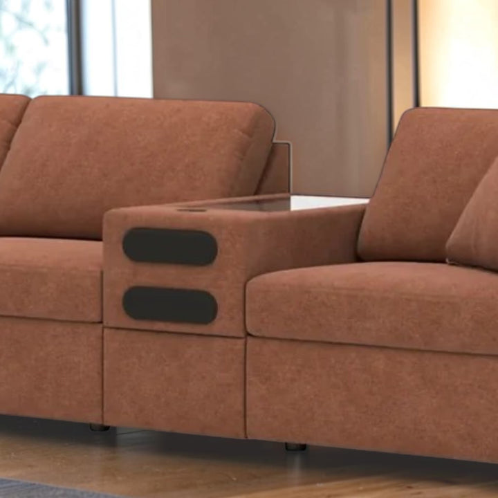 92102S30 Modmax 8-Piece Fabric Sectional Sofa With Storage &amp; Audio System Console - Spice | Signature Design By Ashley