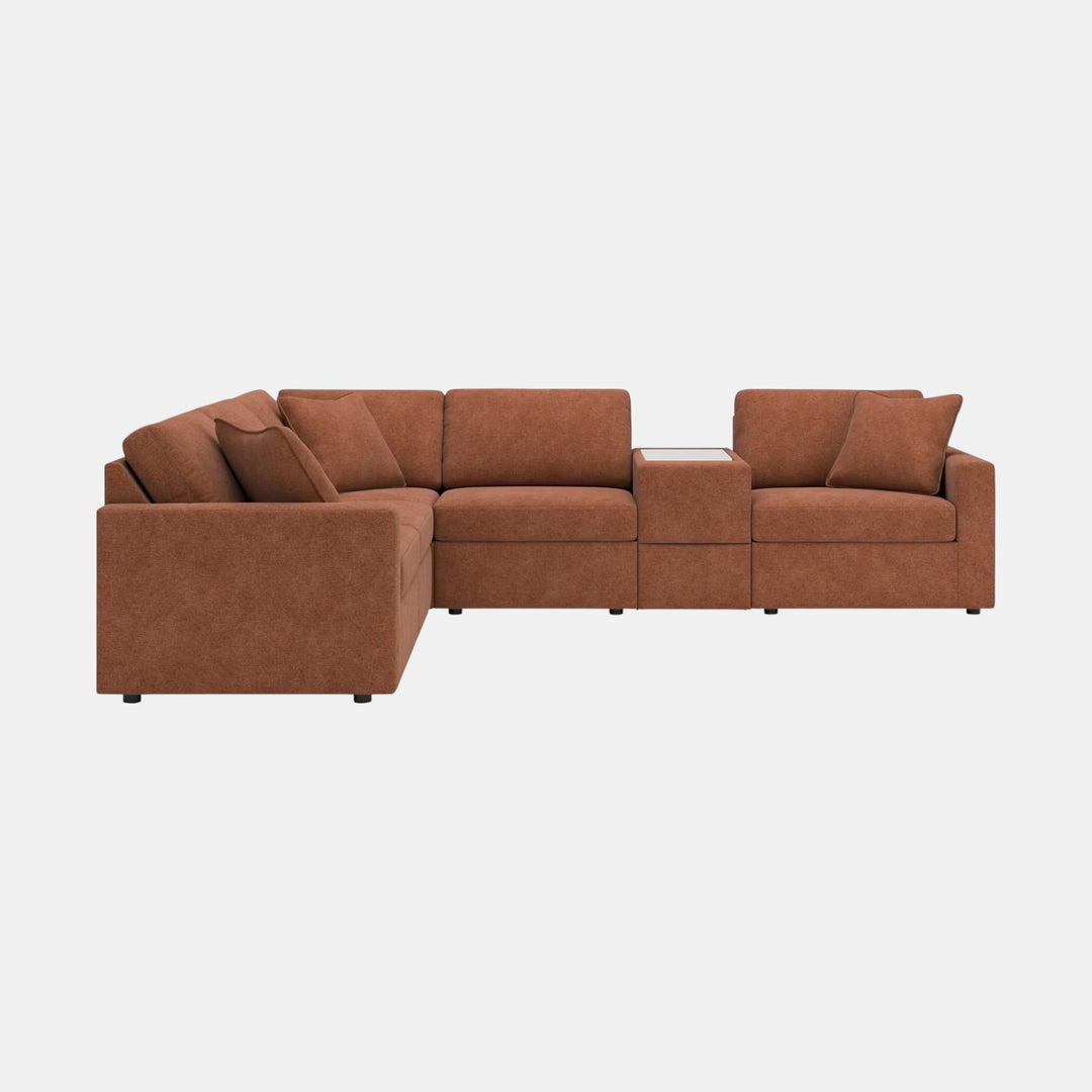 92102S7 Modmax 6-Piece Fabric Sectional Sofa With Storage Console - Spice | Signature Design By Ashley