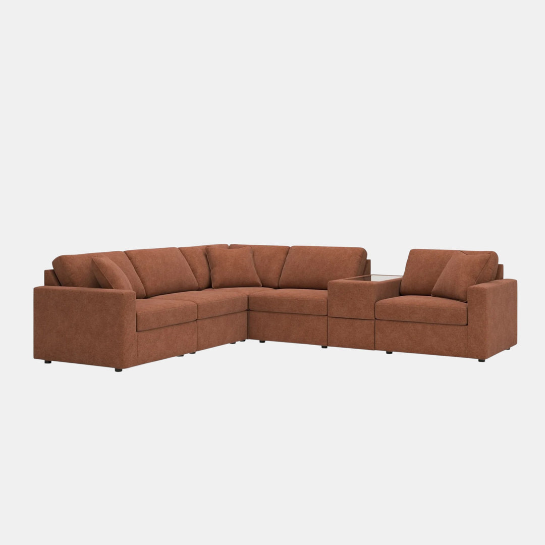 92102S7 Modmax 6-Piece Fabric Sectional Sofa With Storage Console - Spice | Signature Design By Ashley
