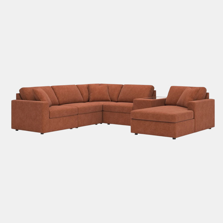 Modmax 6-Piece Fabric Sectional Sofa With Corner Chaise &amp; Storage Console- Spice | Signature Design By Ashley