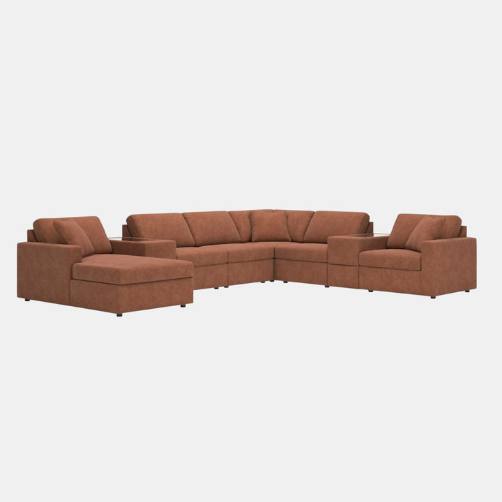 Modmax 8-Piece Fabric Sectional Sofa With Corner Chaise &amp; Storage Console - Spice | Signature Design By Ashley