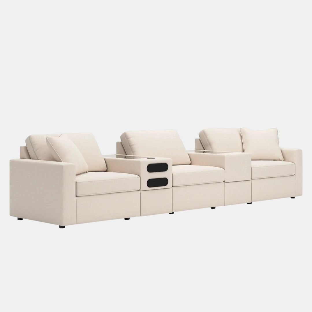 92103S64 Modmax 5-Piece Fabric Modular Sofa With Storage &amp; Audio System Console - Oyster | Signature Design By Ashley
