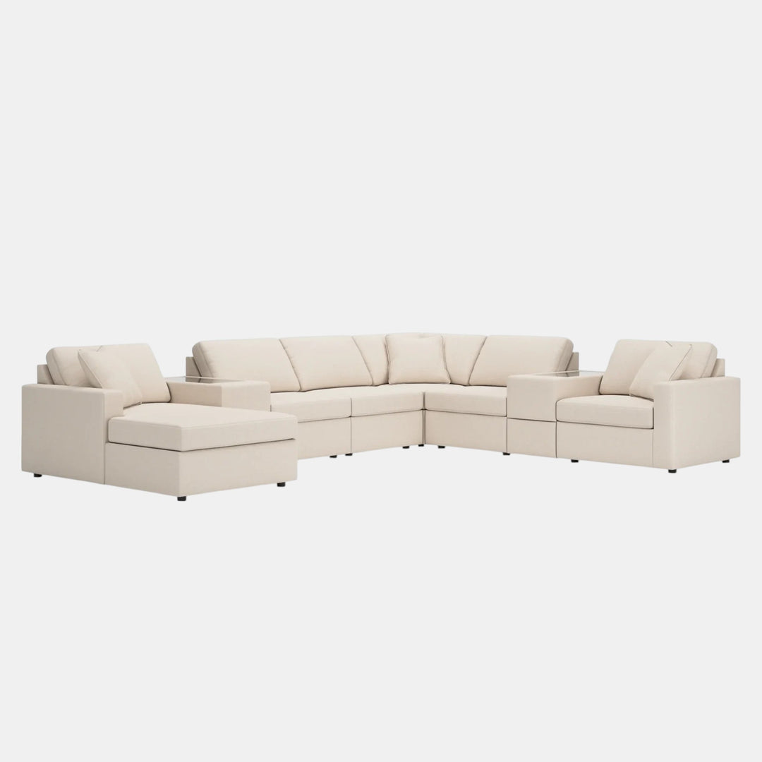 Modmax 8-Piece Fabric Sectional Sofa With Corner Chaise &amp; Storage Console - Oyster | Signature Design By Ashley