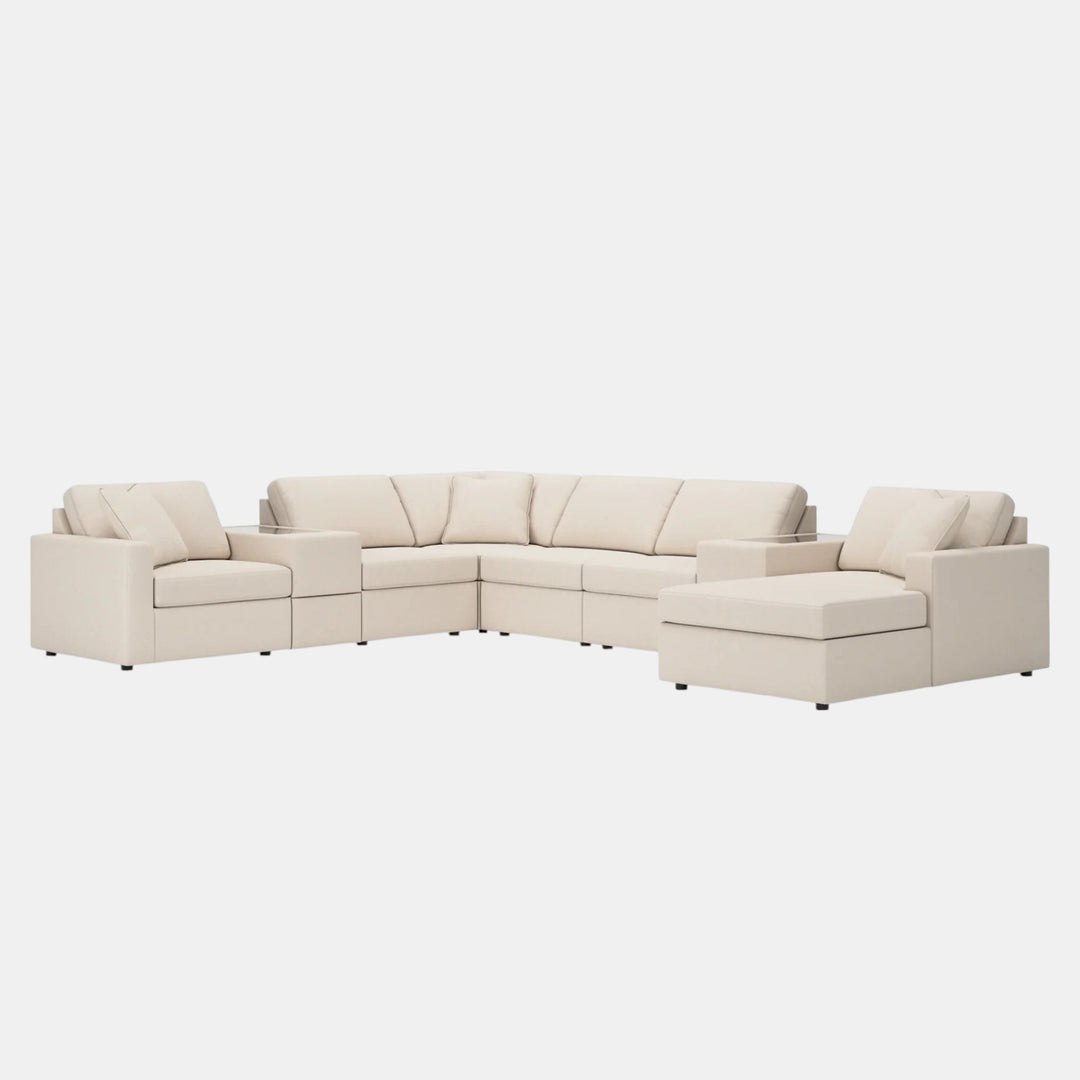 Modmax 8-Piece Fabric Sectional Sofa With Corner Chaise &amp; Storage Console - Oyster | Signature Design By Ashley