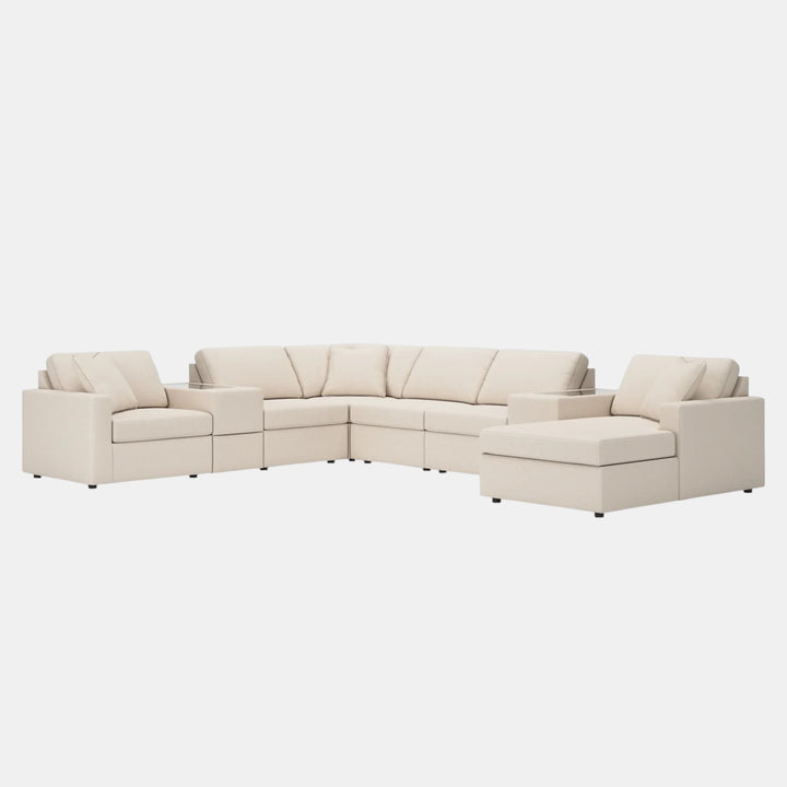 Modmax 8-Piece Fabric Sectional Sofa With Corner Chaise &amp; Storage Console - Oyster | Signature Design By Ashley