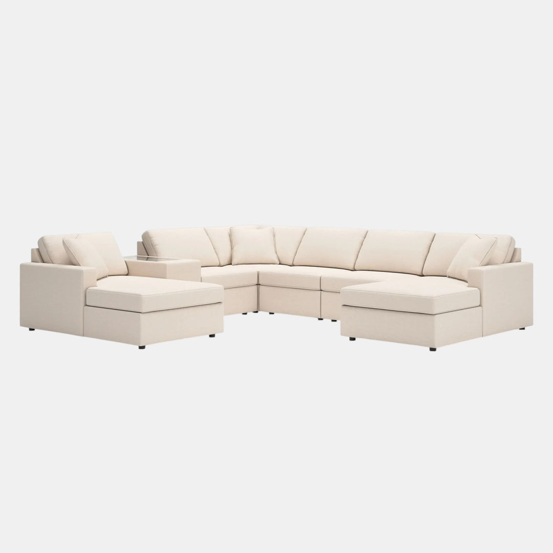 92103S54 Modmax 7-Piece Fabric Sectional Sofa With Dual Chaise &amp; Storage Console - Oyster | Signature Design By Ashley