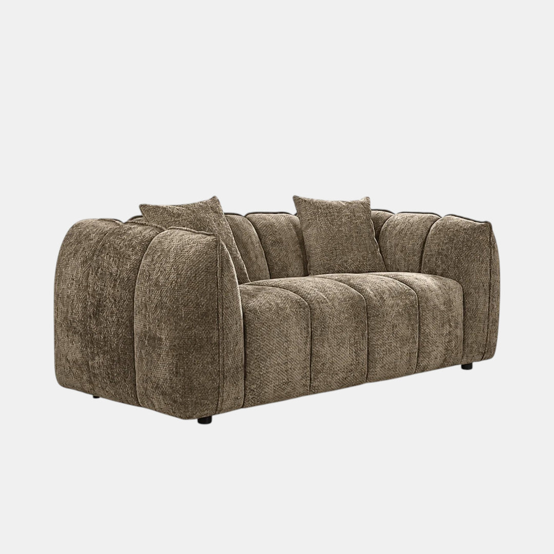 Bulma Taupe 2-Seater Loveseat In Fabric Upholstery - Front View