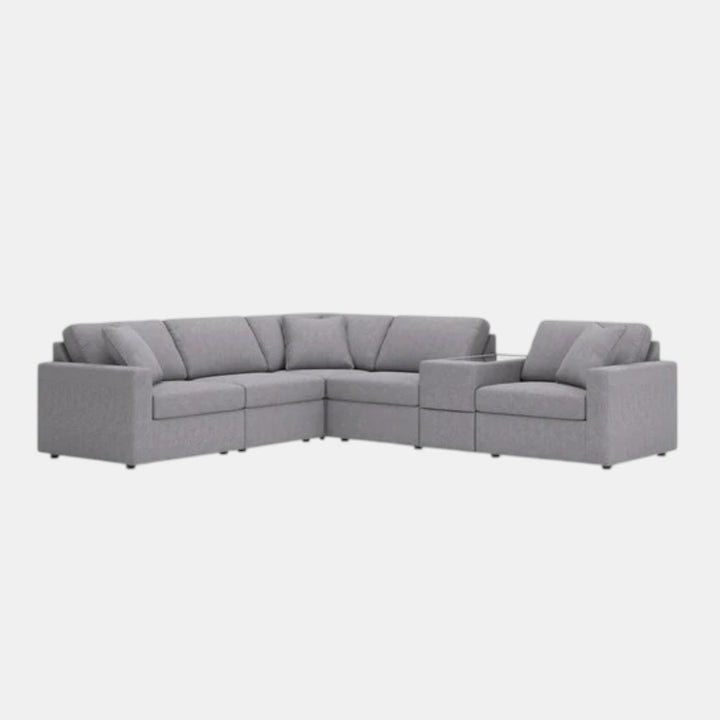 92104S7 Modmax 6-Piece Fabric Sectional Sofa With Storage Console - Granite | Signature Design By Ashley